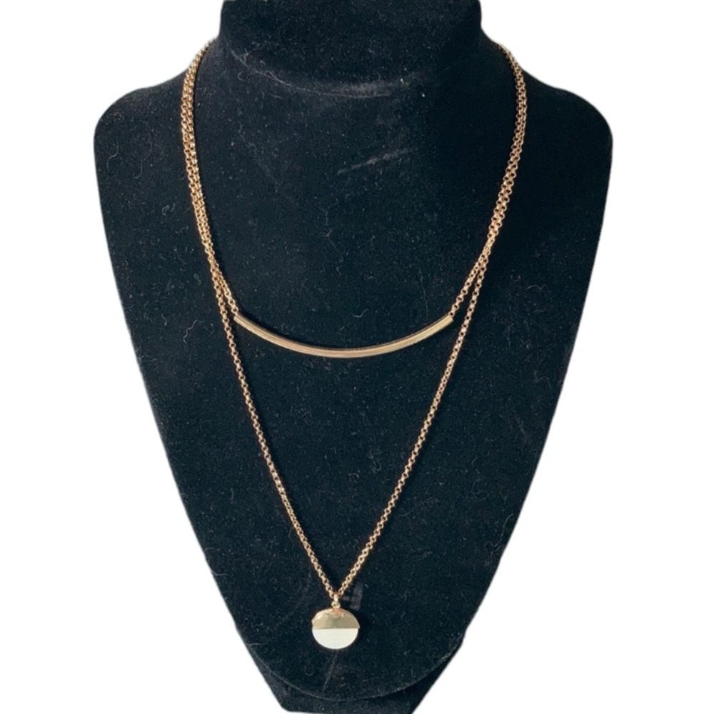 Double layer gold necklace